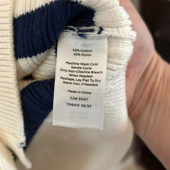 Talbots Women’s (XS) Breton Stripe Ivory/Blu Cozy Button Front Nautical Cardigan - Picture 4 of 7